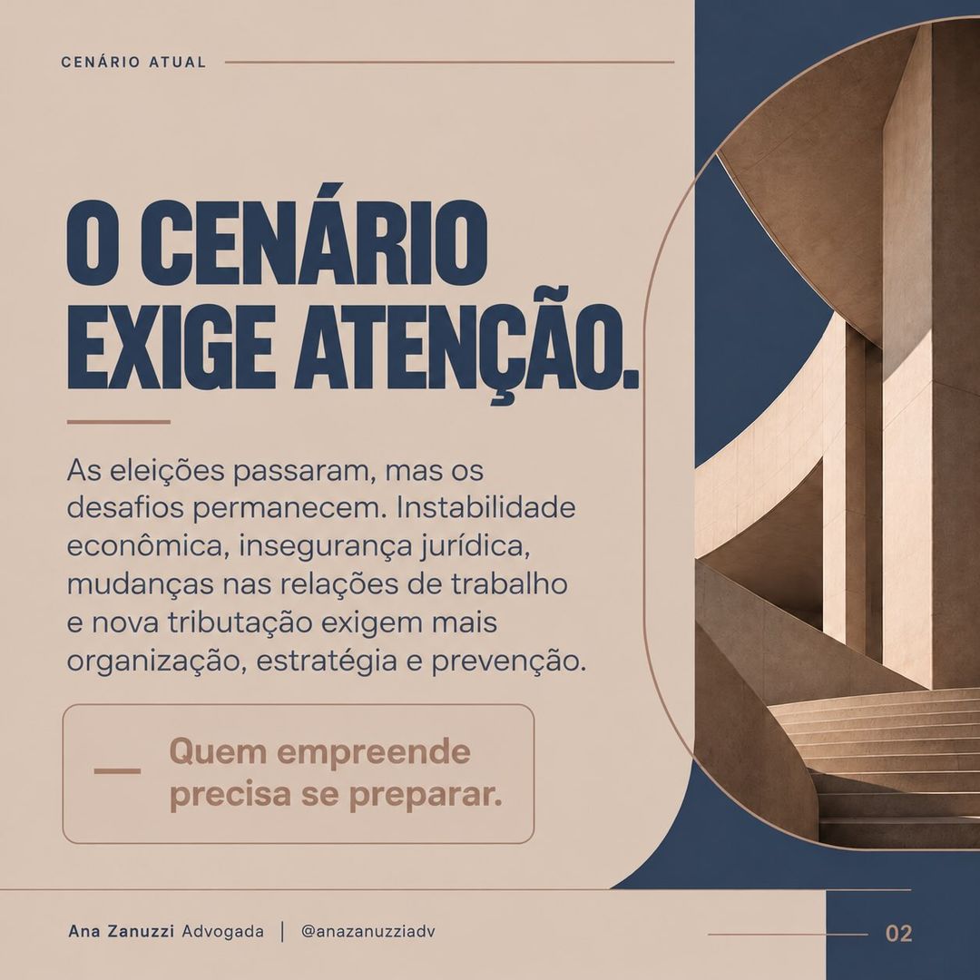 Carrossel sobre planejamento jurídico e empresarial após as eleições — imagem 2 de 6